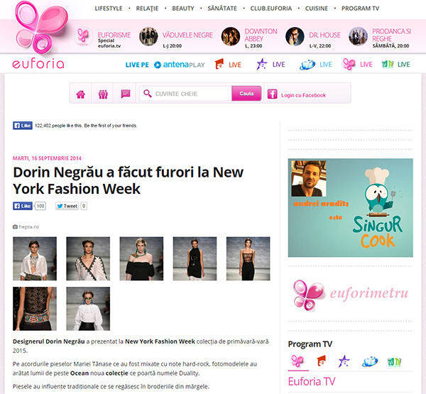 Dorin Negrau a facut furori la New York Fashion Week